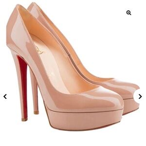 Christian Louboutin Bianca 120 Nude Patent Leather Platform Heels size 37